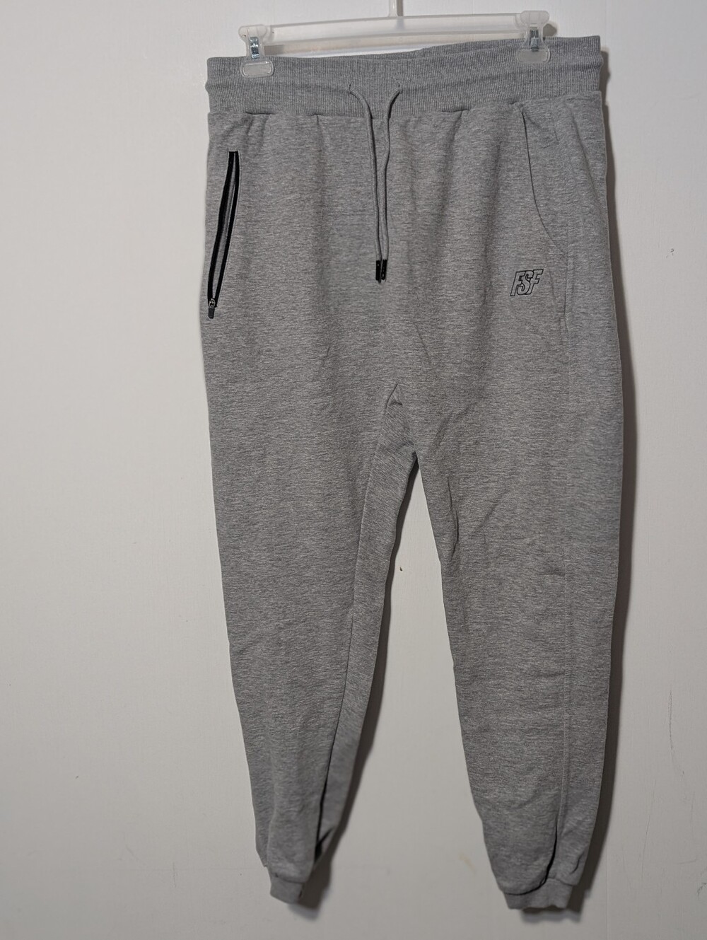 Men's Full Send Gray Fitness Joggers Zipper Pocket Sweatpants Size XL